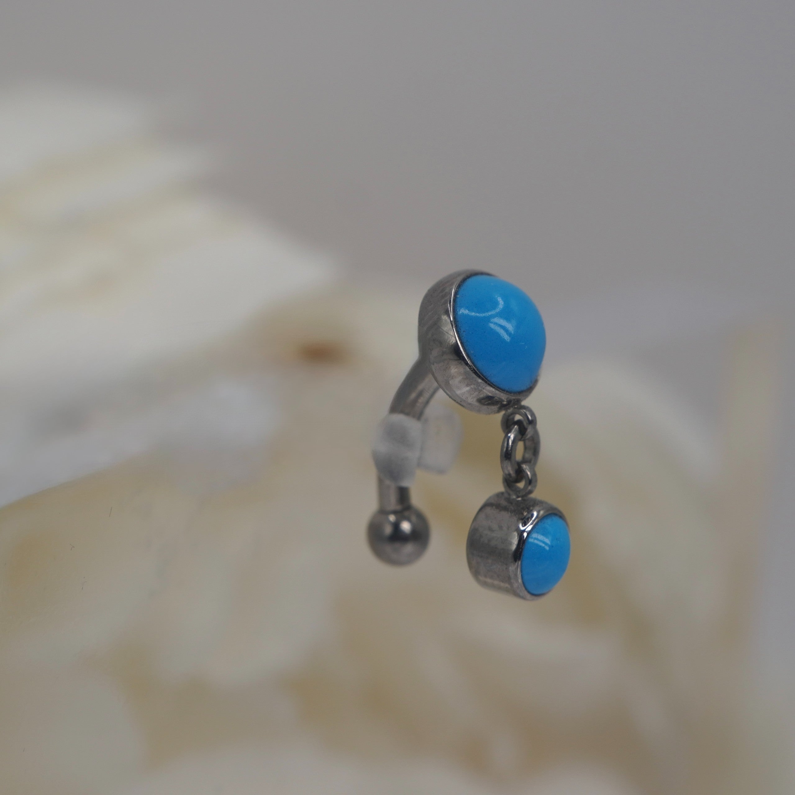 Top Hanging Navel in Turquoise Bezel 14g 5/16"