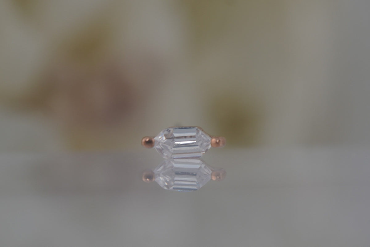 Buddha Jewelry Organics 14k 2x5mm "Oh! My My" THREADLESS with Crystal rose gold