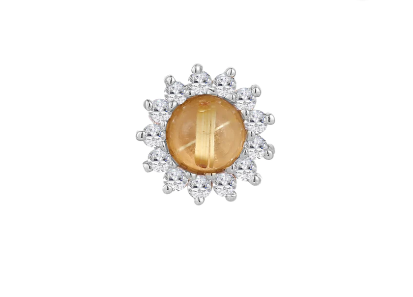Delphine w/ Golden Rutilated Quartz & White Sapphire