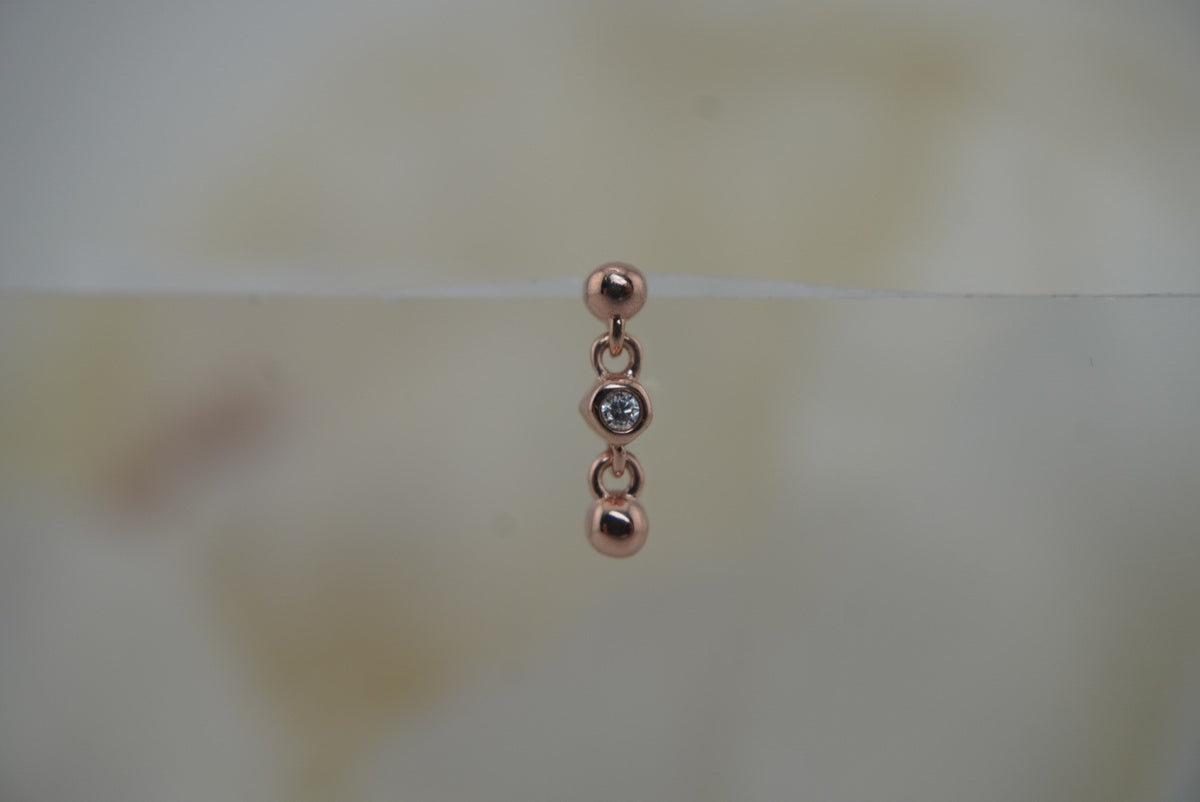 Ember 14k "Midtown" threadless in yellow gold white gold rose gold white crystals dangle