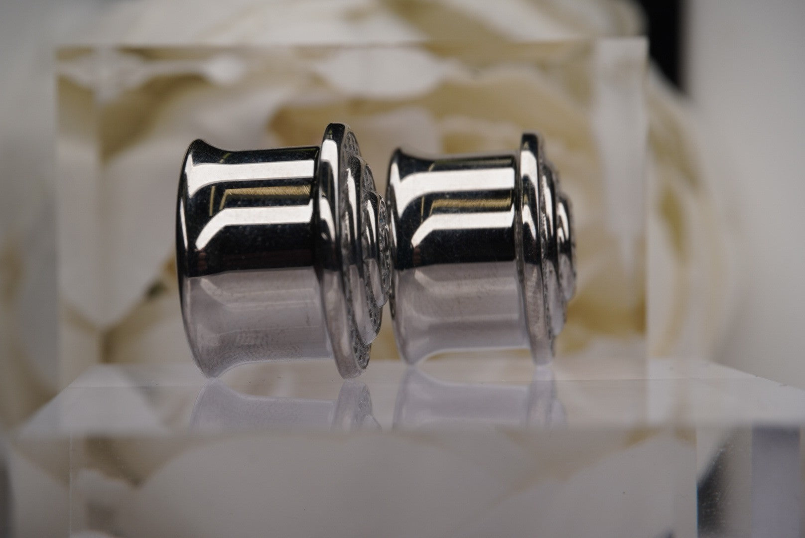 Gemmed Plugs in White- 5/8g
