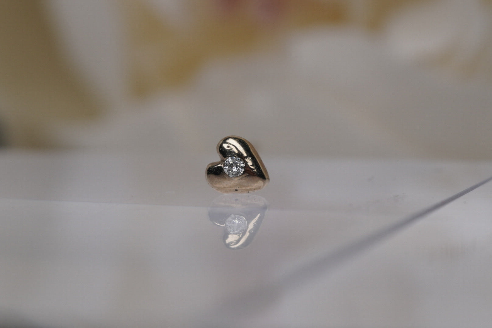 Heart Nostril Screw with GENUINE DIAMONDS in Yellow Gold