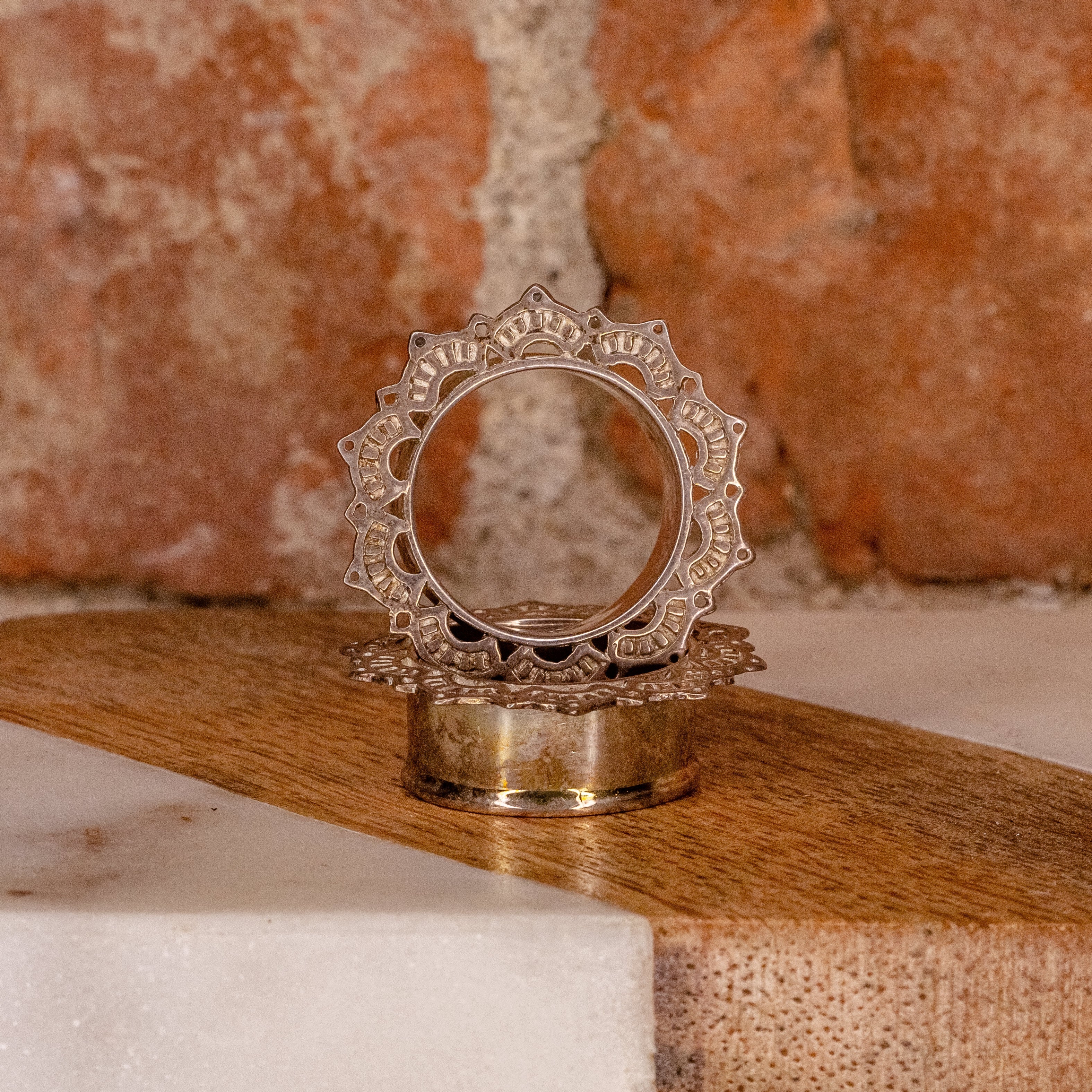 Lotus Drop Eyelet- 13/16" ID 7/8" OD- Silver Plated