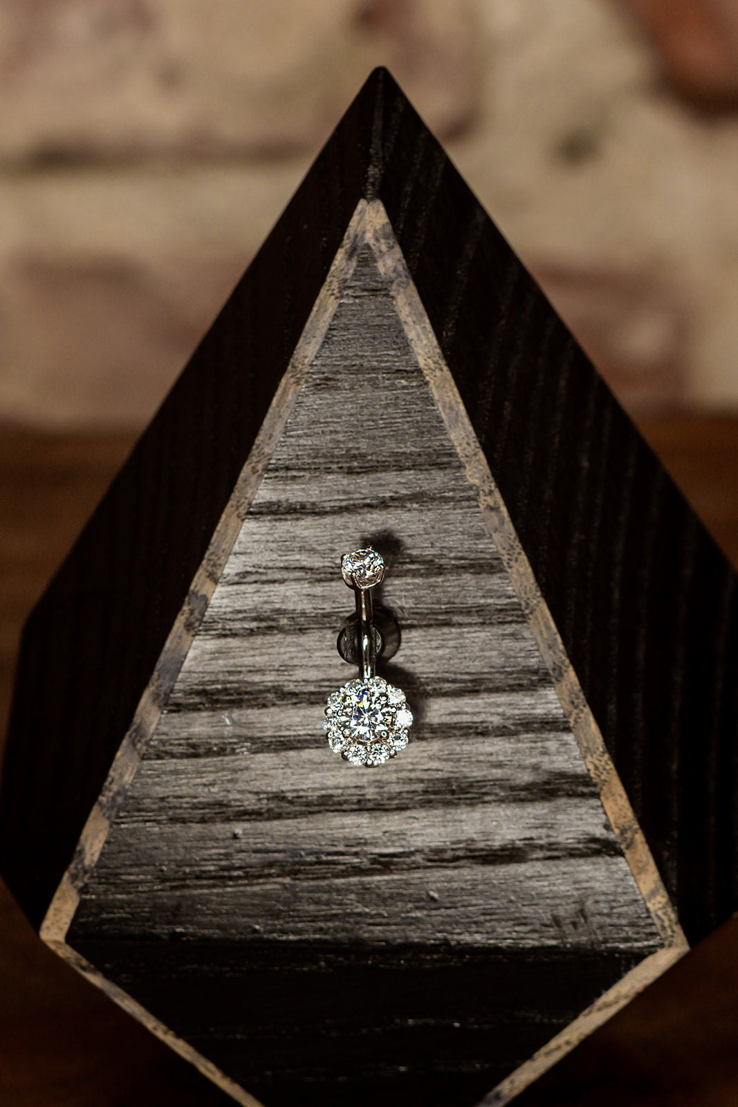 Sunflower White Swarovski Crystal in White Gold Navel 14g 3/8"