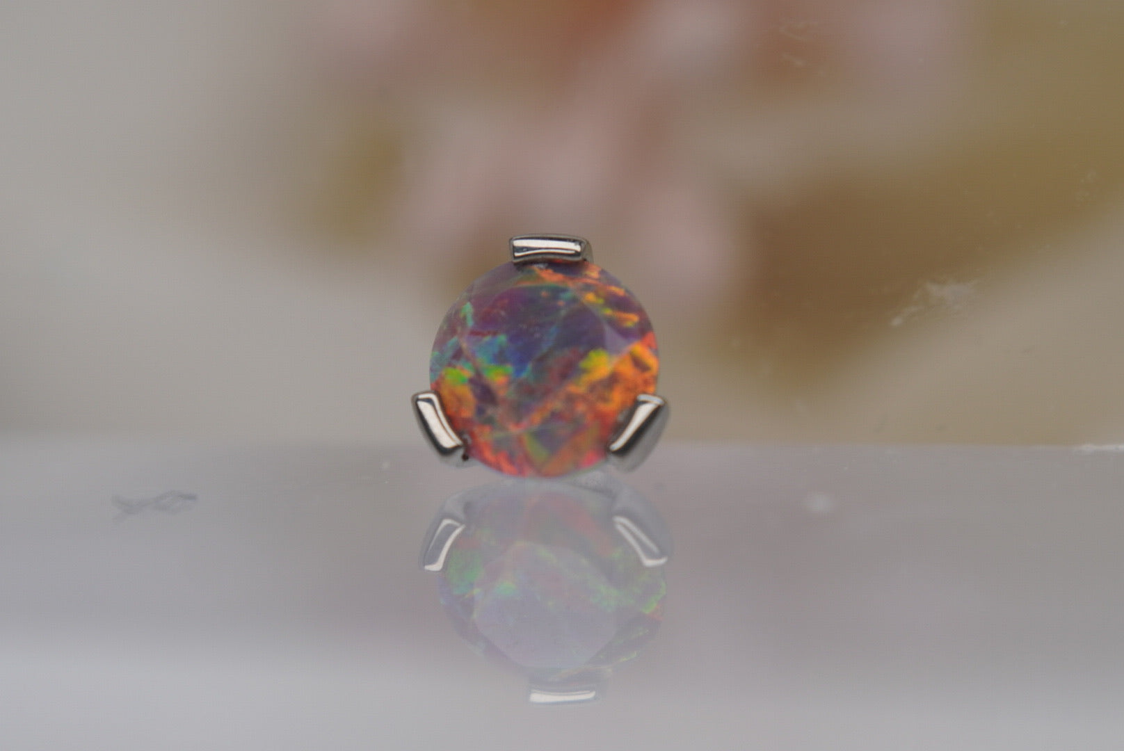 2.5mm Red Opal Faceted Prong- 16/18g