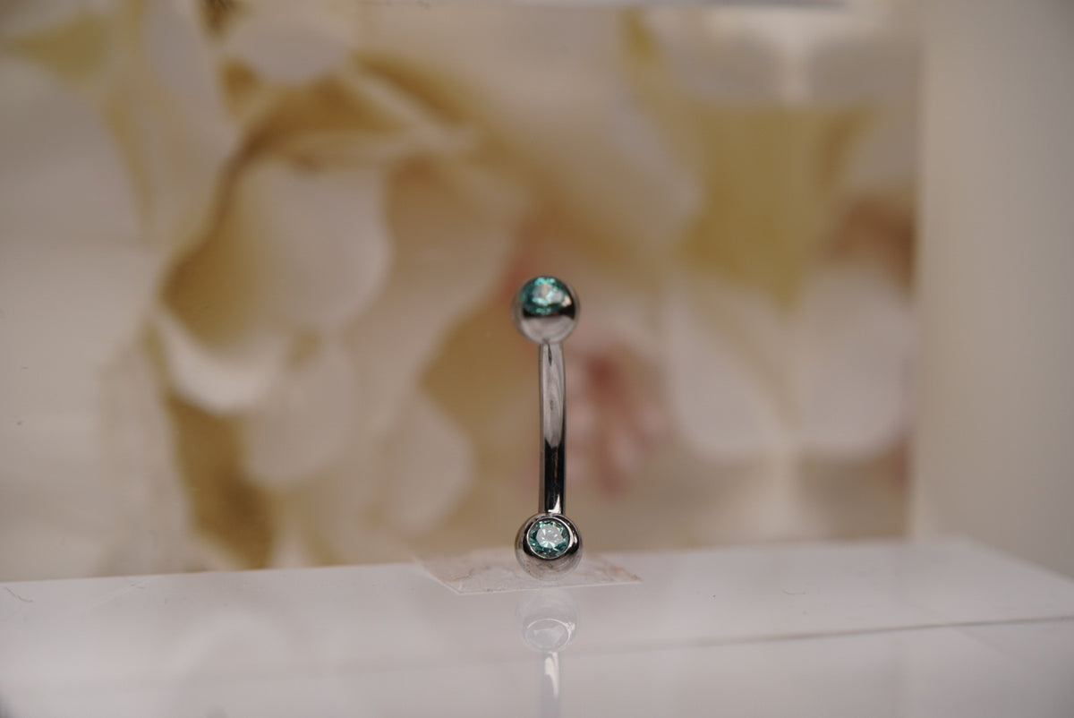 2-Gem Curved Barbell in Various Colors