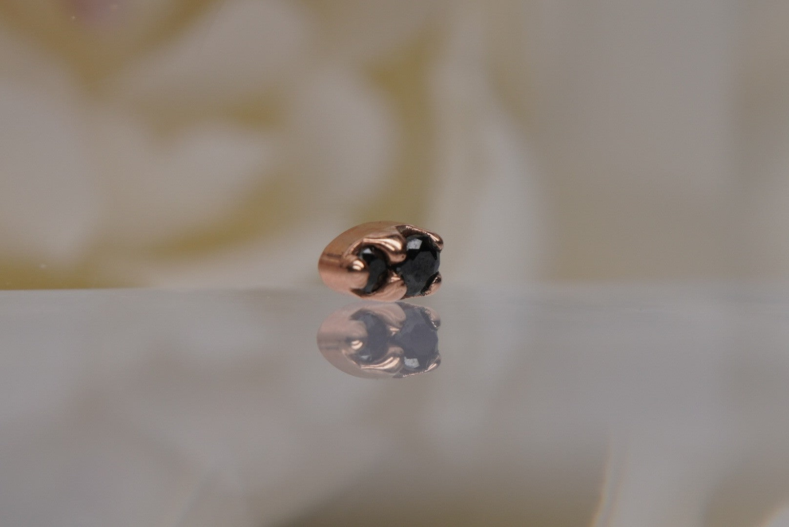 2-Gem Pear Shape in Rose Gold with Black Crystals-16g