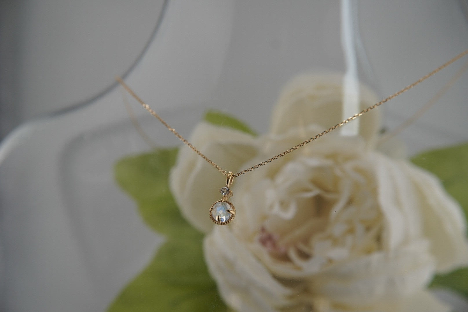 Manifest Necklace with Rainbow Moonstone and White Topaz