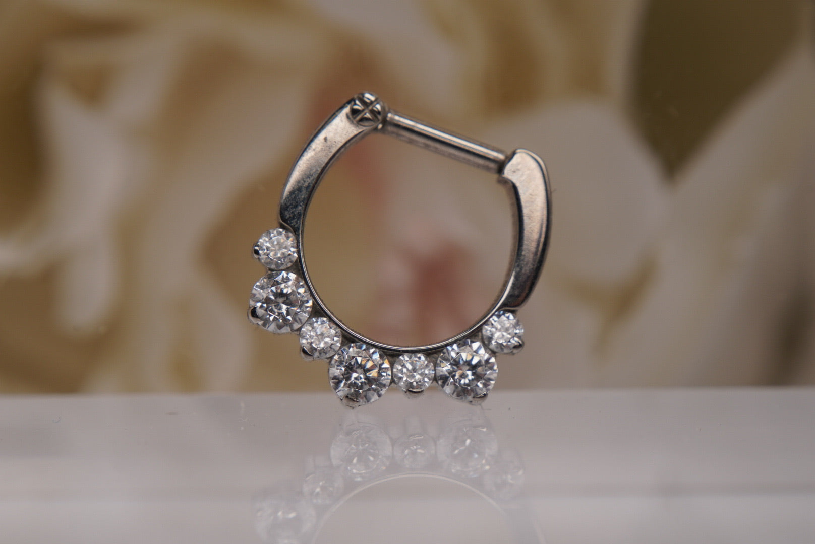 7 Gem White Crystal Clicker in 16g