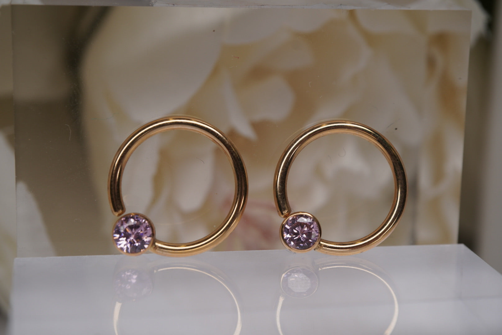 Rose Gold Fixed Bead Pink Gem Ring- 14g