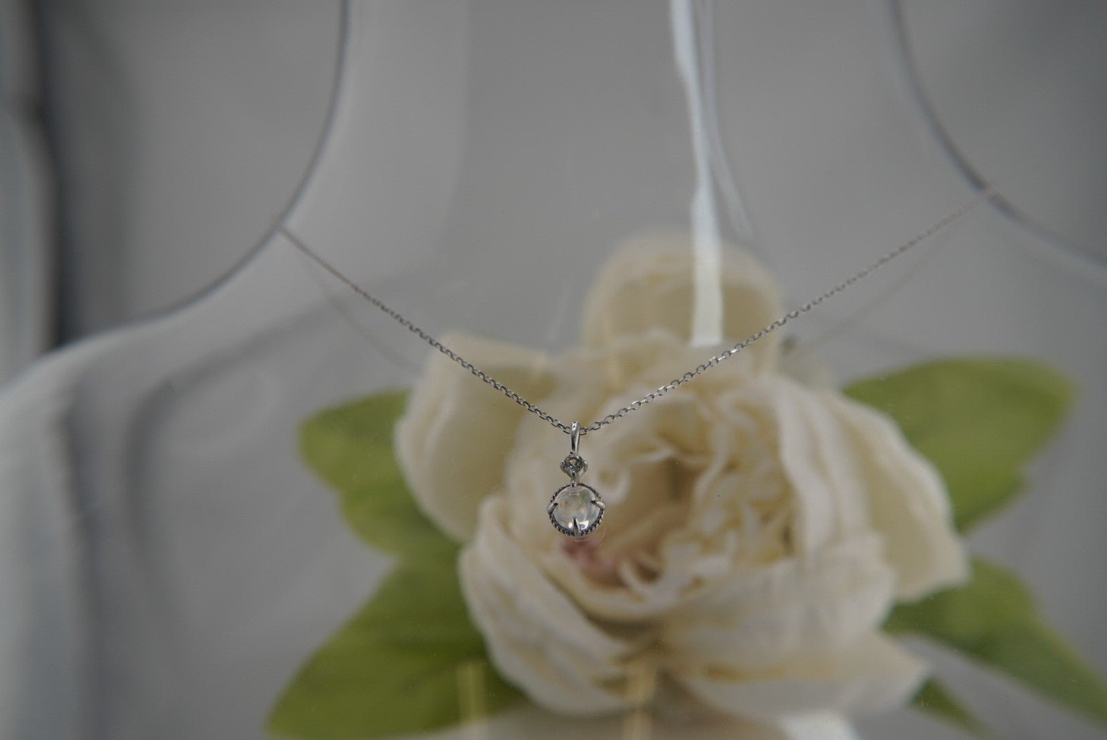 Manifest Necklace with Rainbow Moonstone and White Topaz
