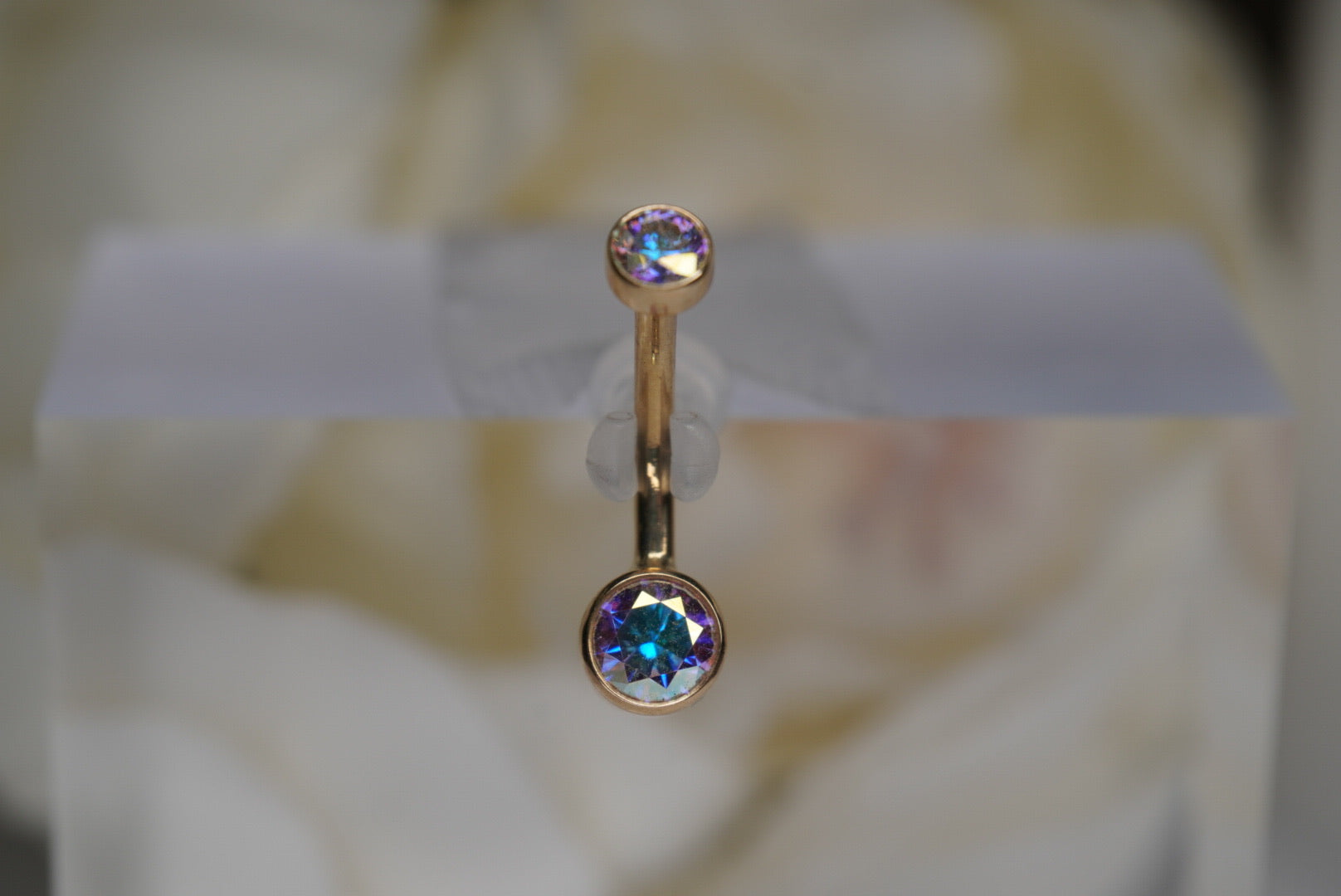 Aurora Borealis Bezel Navel in Yellow Gold