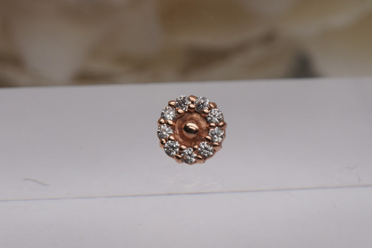 Photo of 14k rose gold 5.5mm "Daisy", front view