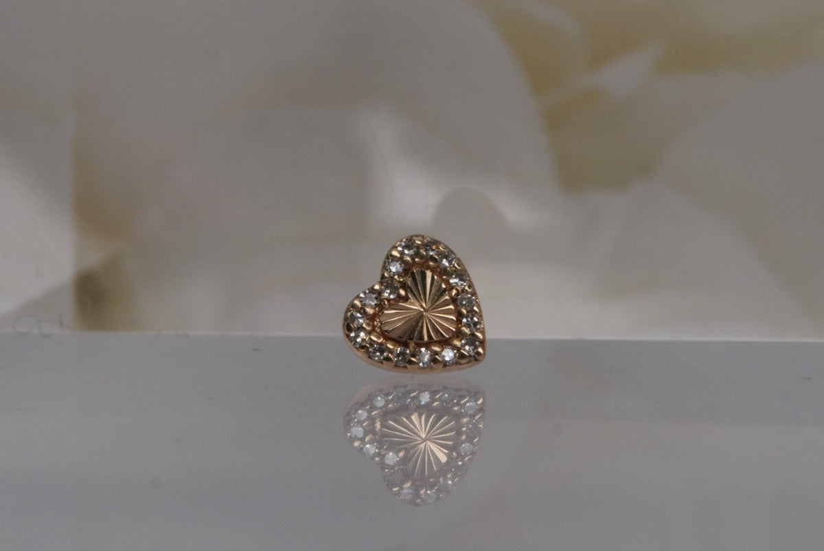 Buddha Jewelry Organics 14k gold 5mm "Rebel Heart" with GENUINE DIAMONDS yellow gold