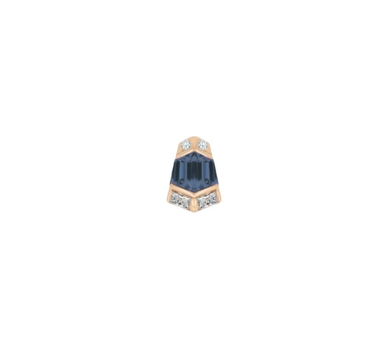 Buddha Jewelry 14k Gold "Vera" london blue topaz threadless in rose gold stock image