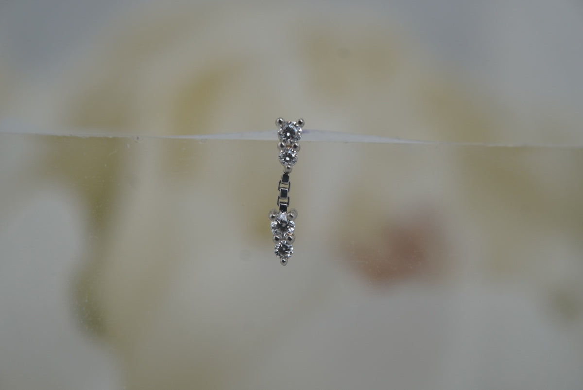 Ember 14k "Tinker" threadless in yellow gold white gold rose gold white crystals