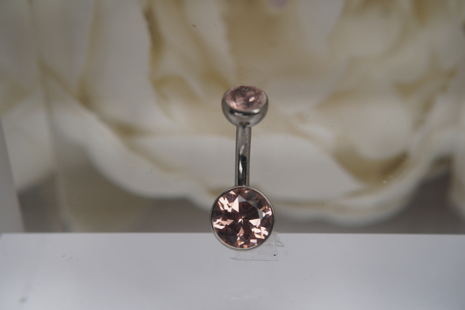 Dusty Morganite Crystal Navel in a Bezel Setting (4mm/6mm)