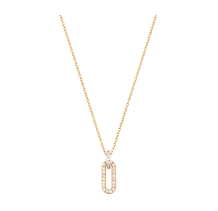 Link Necklace with GENUINE DIAMONDS in Yellow Gold