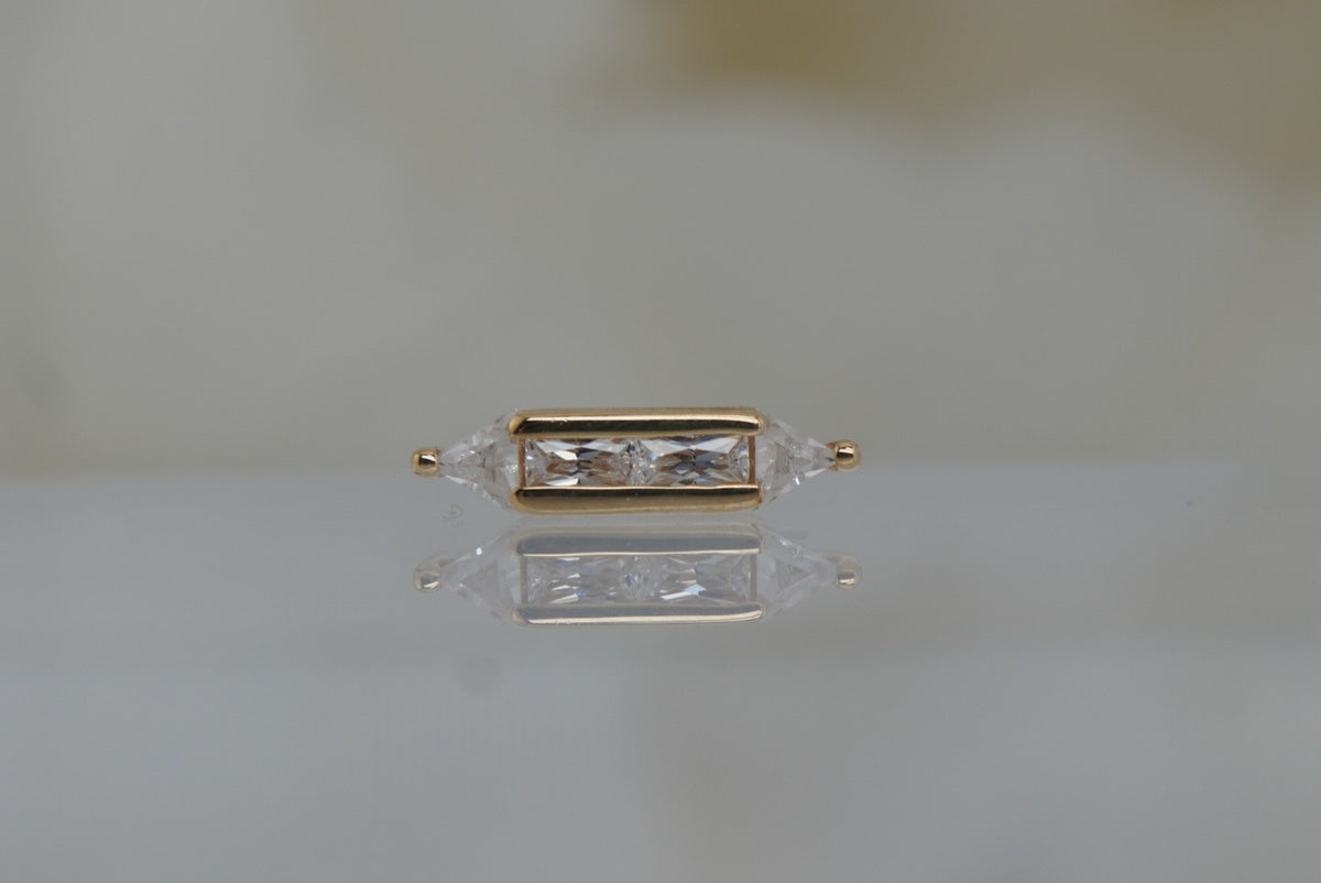 Buddha Jewelry 14k Gold "Fearless" with crystals in THREADLESS Yellow gold white gold rose gold