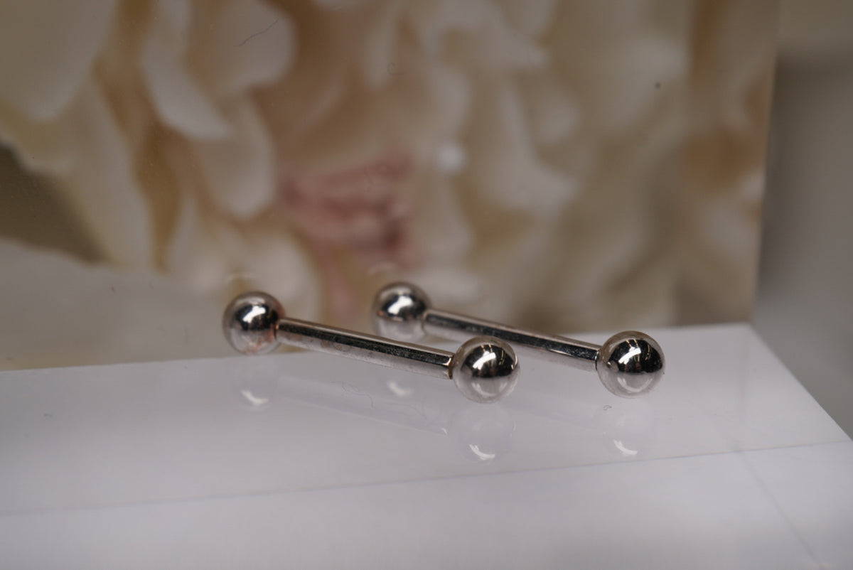 14k solid gold threaded barbells in 14g various sizes yellow gold white gold rose gold nipple jewelry