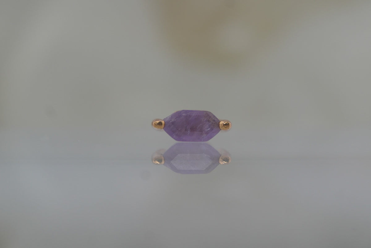 Buddha Jewelry Organics 14k 2x5mm "Oh My My" THREADLESS with Amethyst rose gold