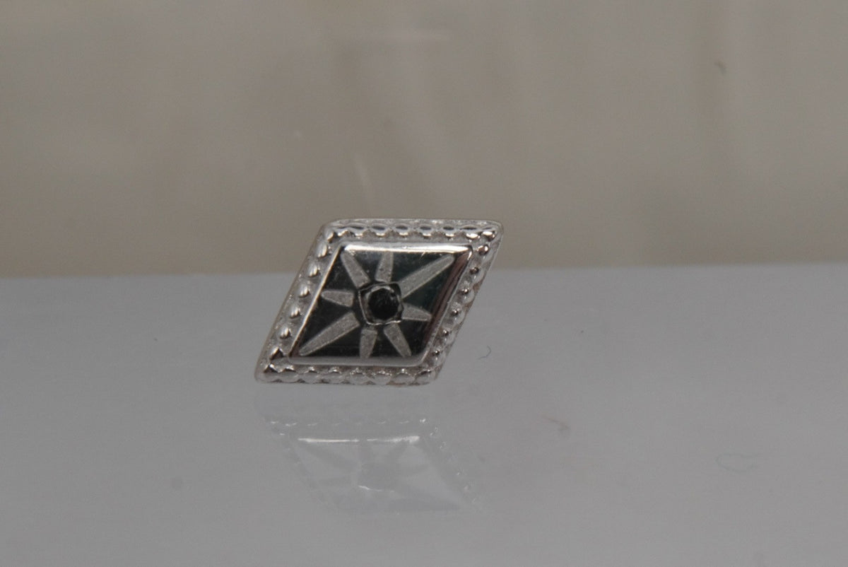 Buddha Jewelry Organics 14k 4x4mm "Etoile" THREADLESS with Genuine Black Diamonds in white gold