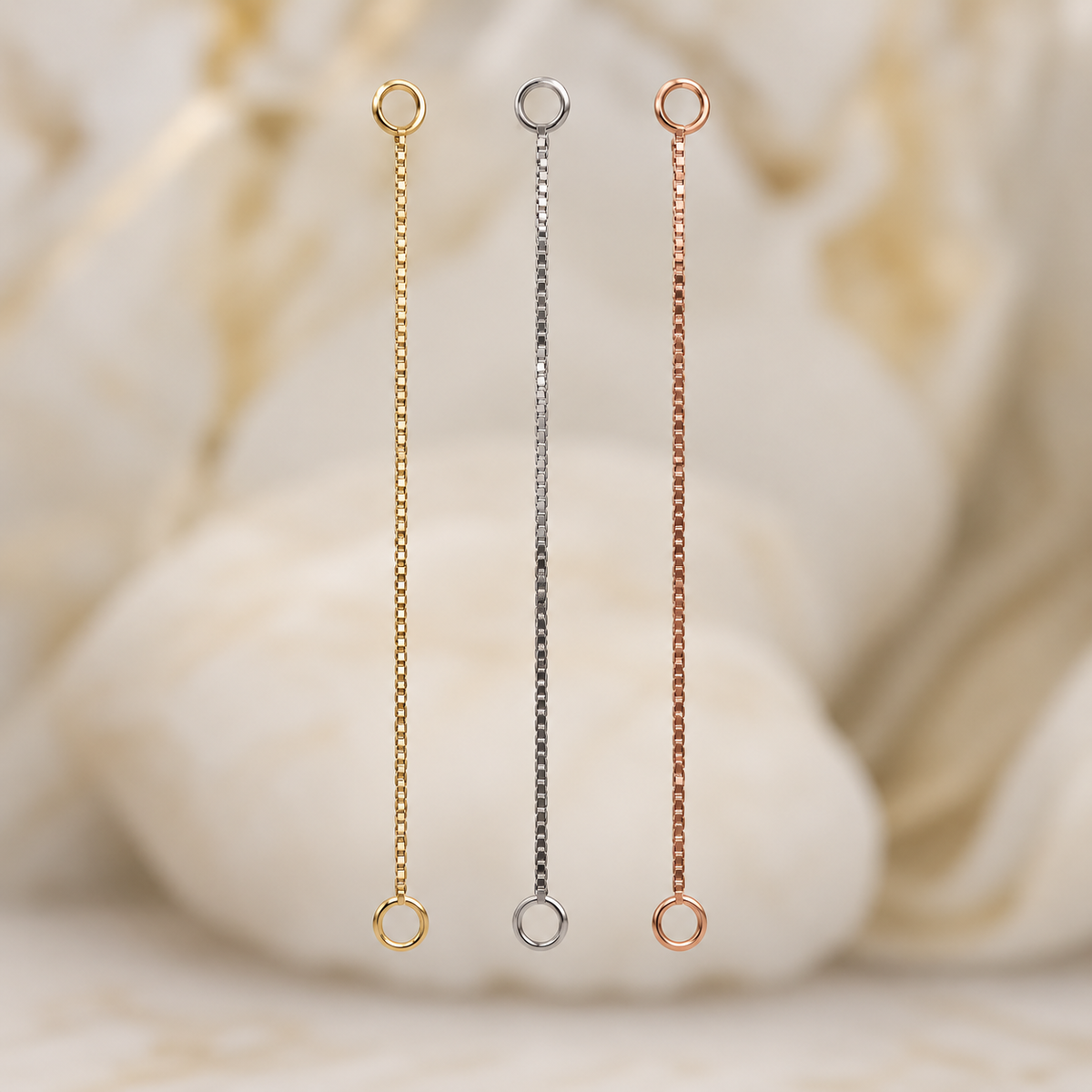 Buddha Jewelry Organics 14k Gold 32mm Single Chain in yellow white and rose gold piercing