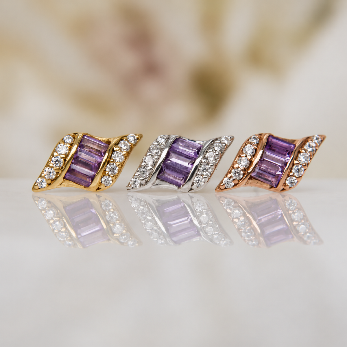Buddha Jewelry 14k Gold "Intrigue" with Amethyst in THREADLESS yellow gold white gold rose gold