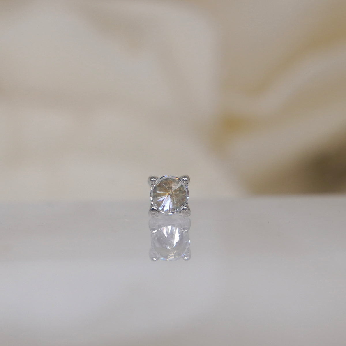 Buddha Jewelry reverse prong gem 14k solid gold white crystal prong threadless white gold 