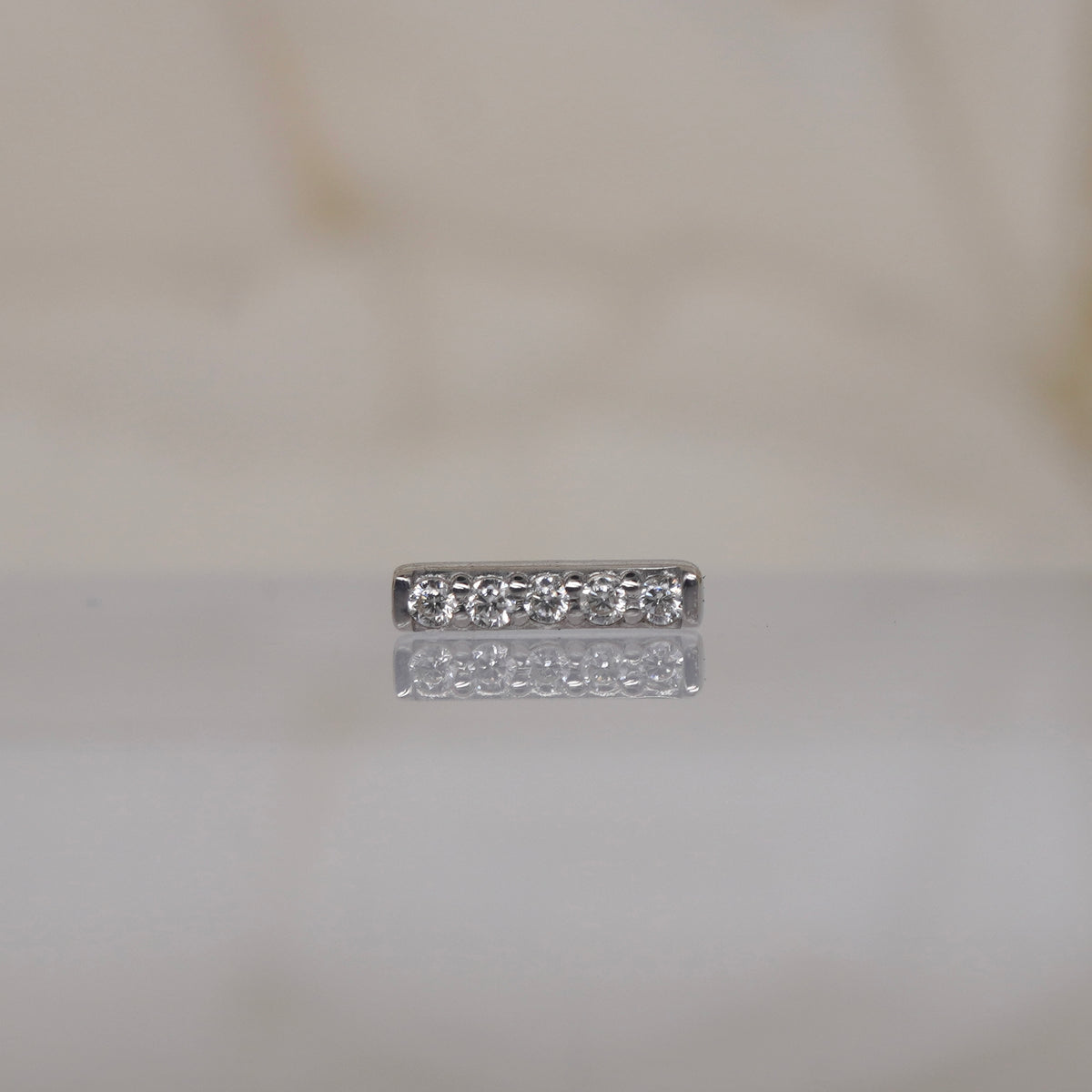 Buddha Jewelry Rowe Mini 5 gem 14k solid gold white crystal prong threadless  white gold