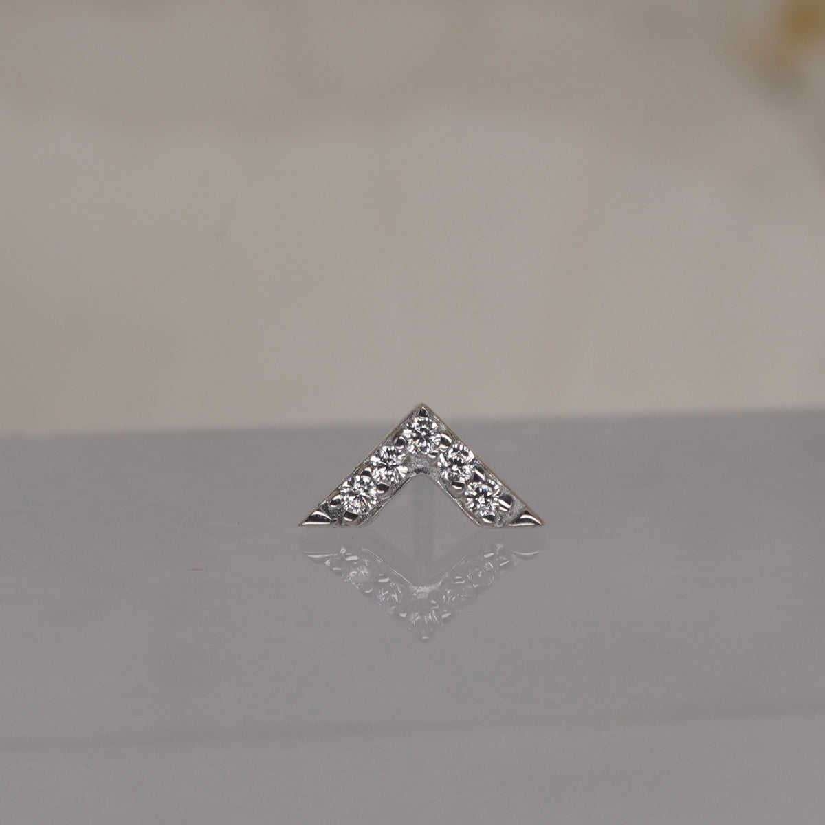 Buddha Jewelry Revival 5 gem 14k solid gold white crystal prong threadless white gold