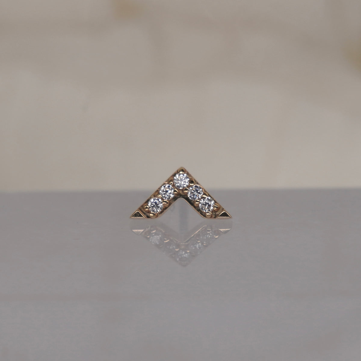 Buddha Jewelry Revival 5 gem 14k solid gold white crystal prong threadless  yellow gold 
