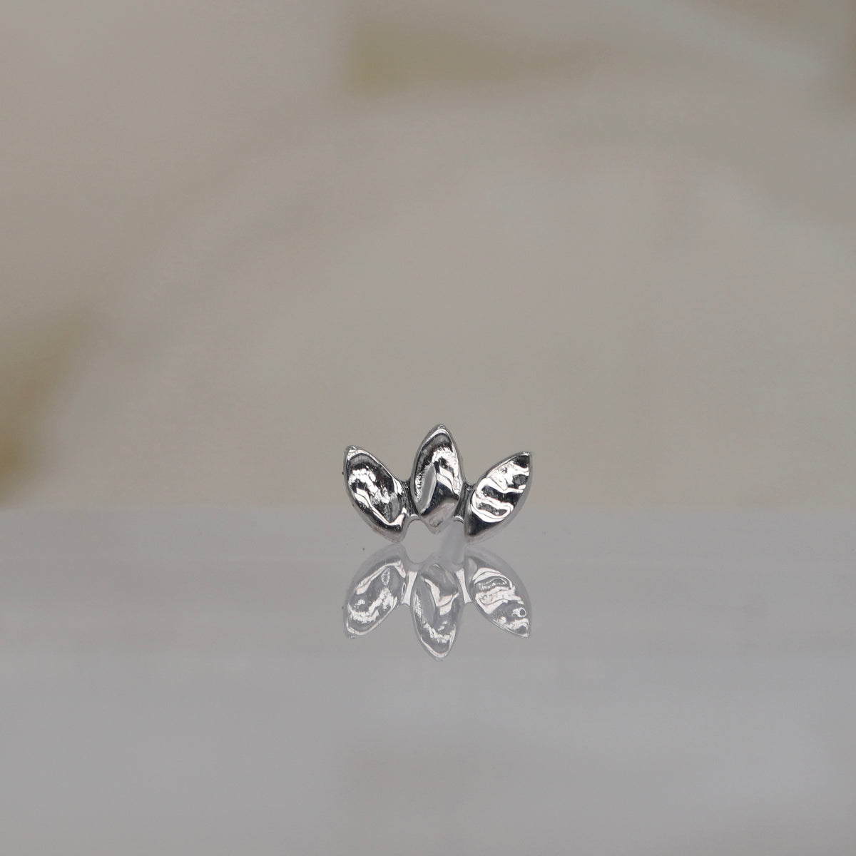 Buddha Jewelry 14k Gold Forged marquise Fan White Gold threadless 