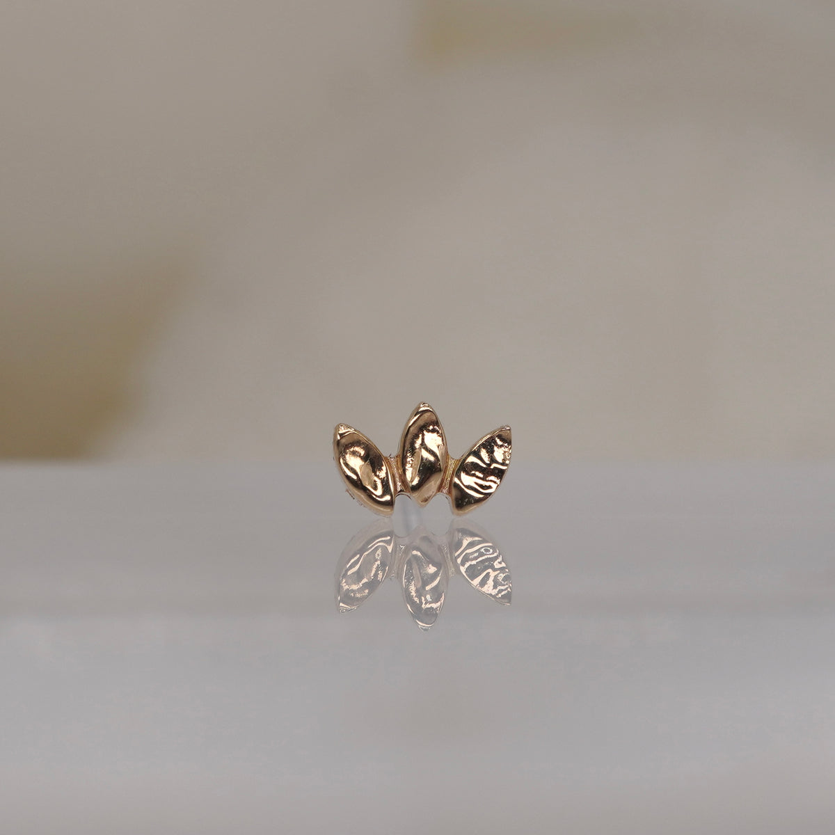 Buddha Jewelry 14k Gold Forged marquise Fan Yellow Gold threadless group view