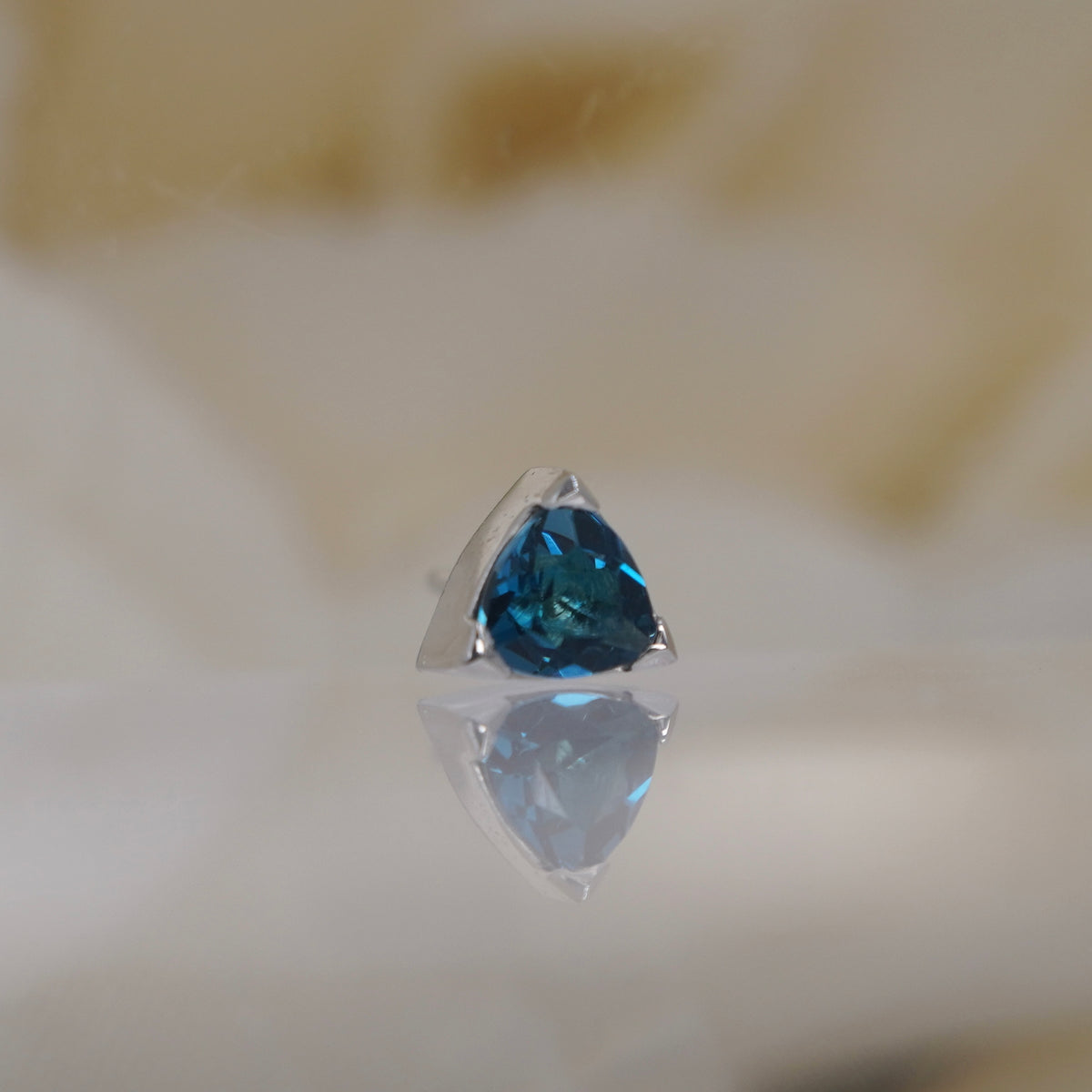 Tether 14k Gold Lennox with London blue topaz trillion threadless white gold 