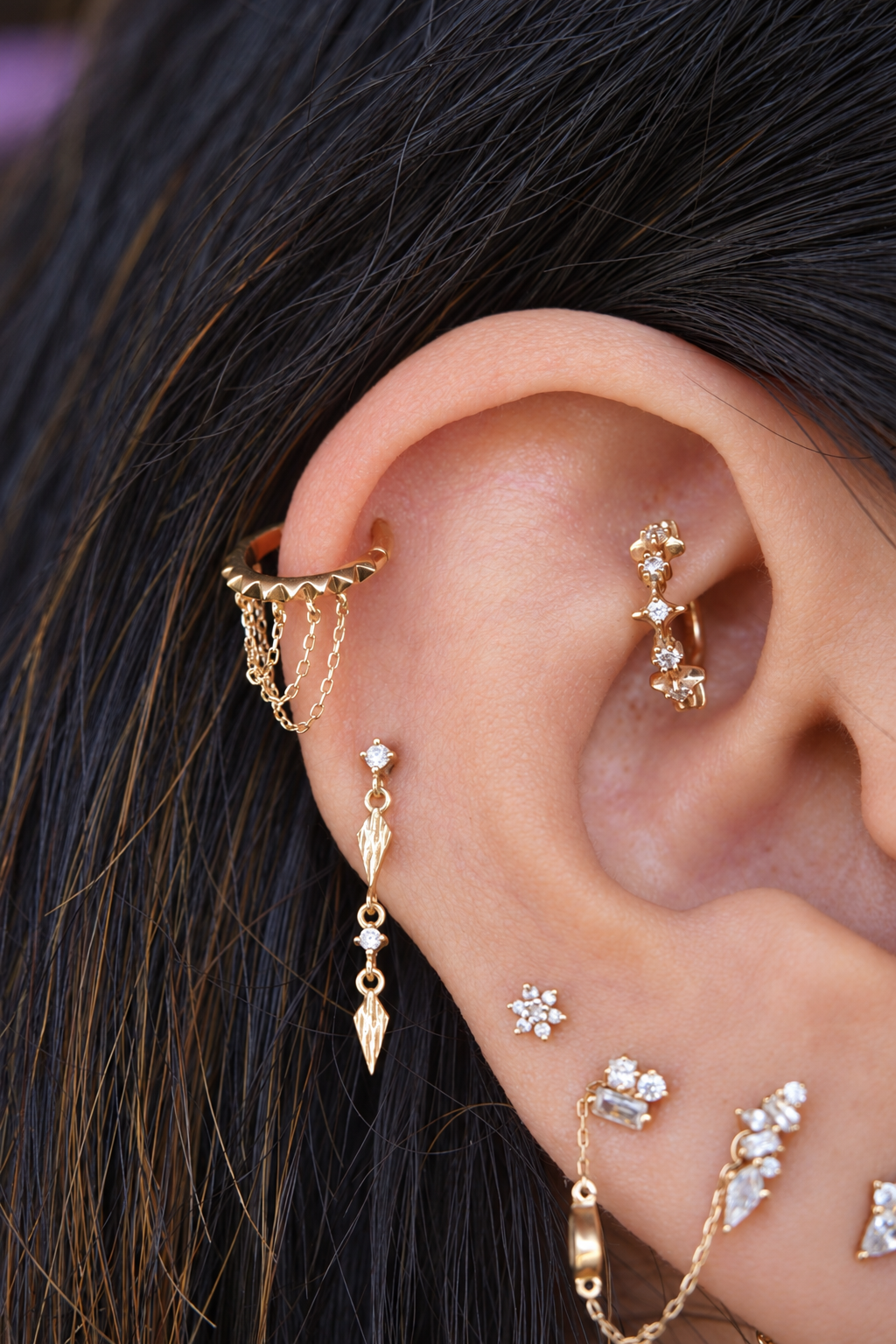 Persephone by Buddha Jewelry worn in a helix piercing