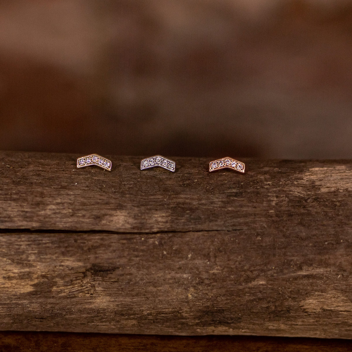 BVLA chevron in yellow white and rose gold on wood