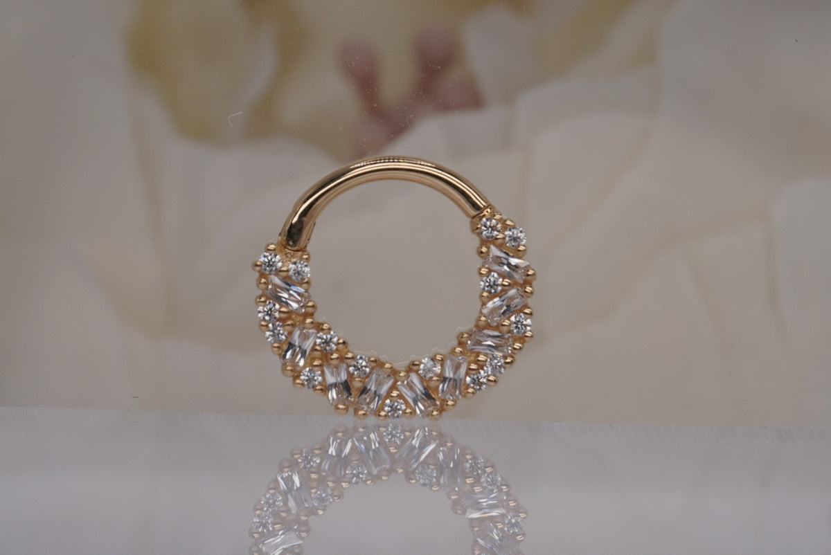 Buddha Jewelry 16g 5/16" "Petty Cash" clicker with Crystals in yellow gold
