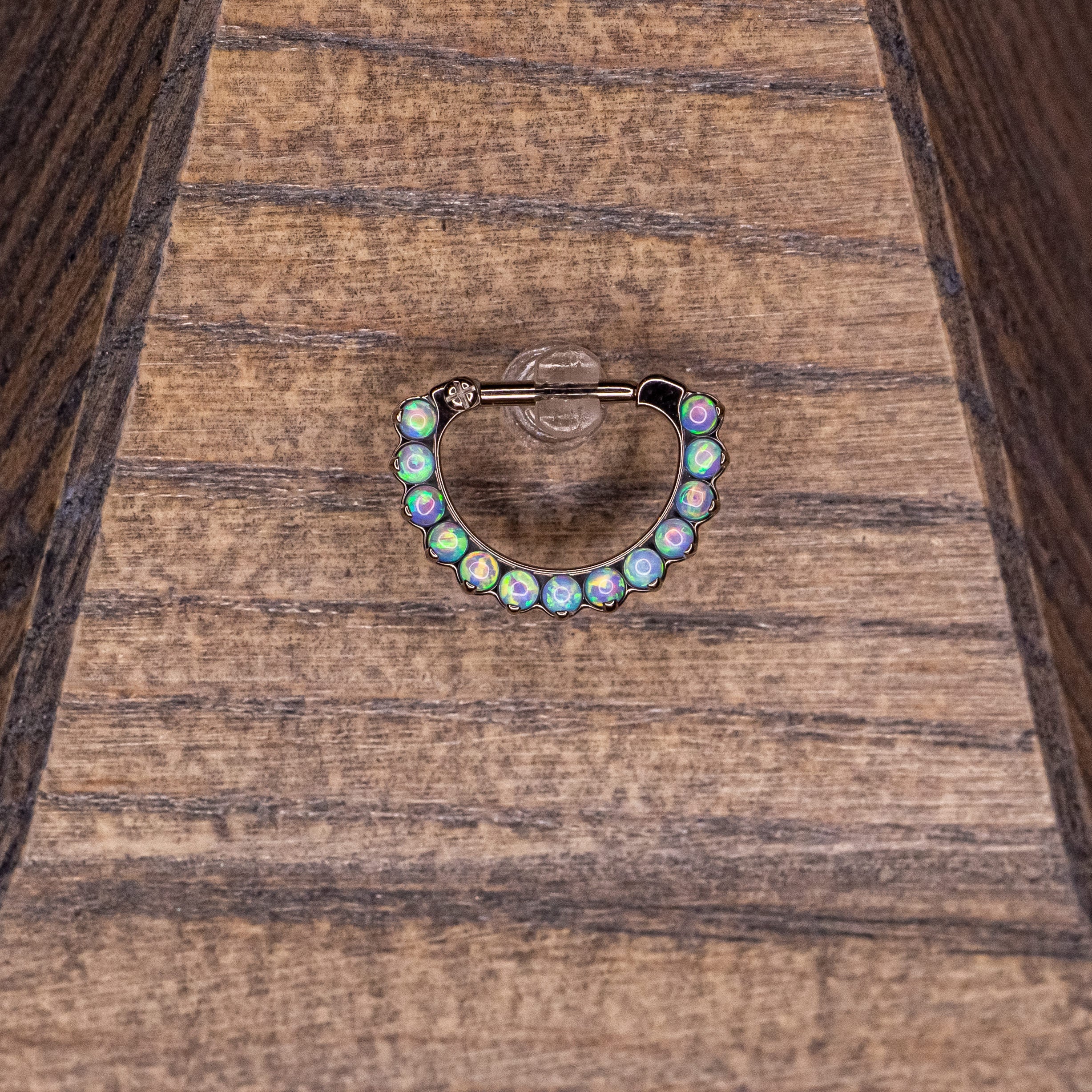 13 Gem Light Blue Opals Clicker- 16g 5/16" ID Height x 7/16" ID Width