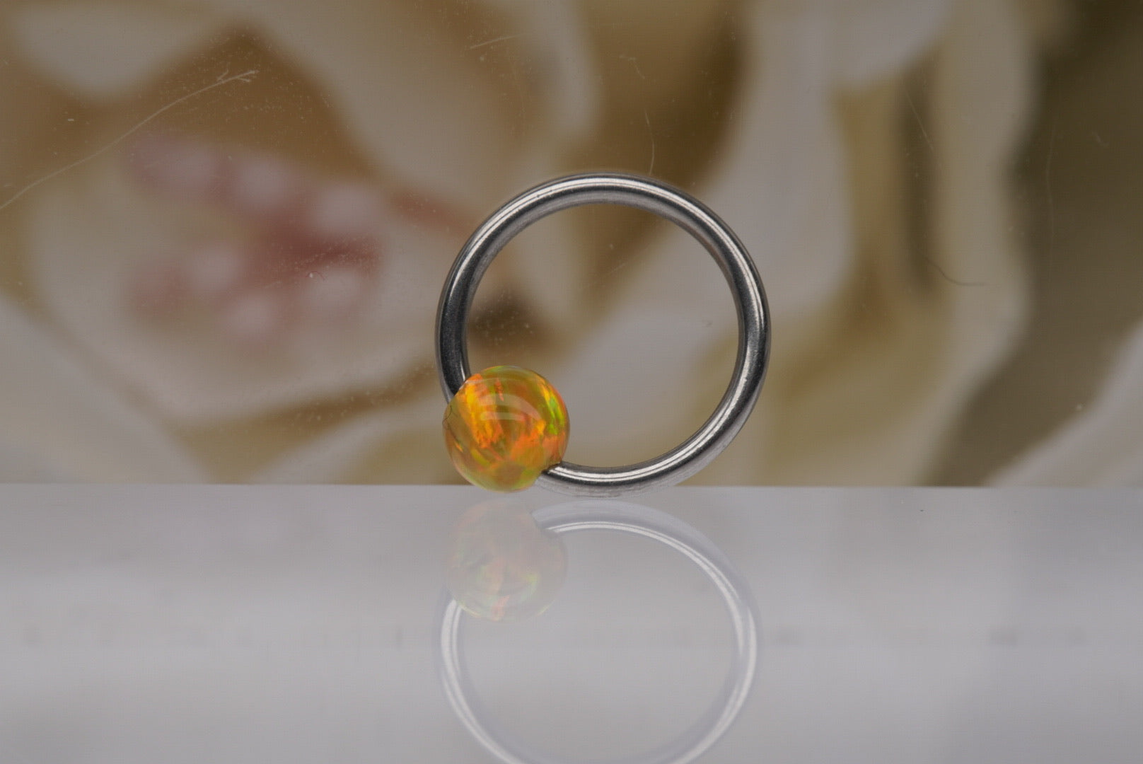 3mm Captive Bead- Yellow Opal