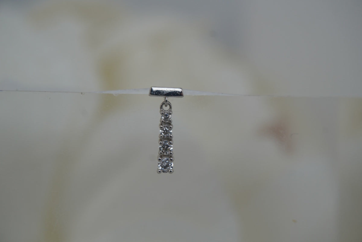 Ember 14k "Requiem" threadless in yellow gold white gold rose gold white crystals dangle