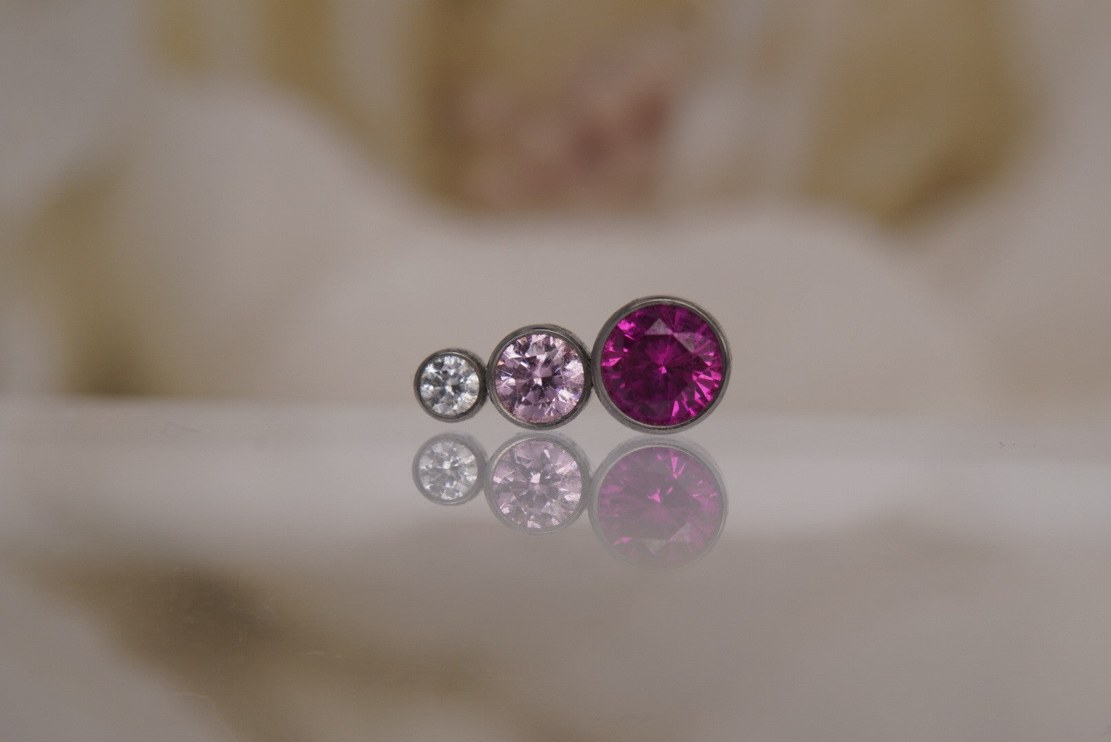 3-Gem in Red, Pink, & White