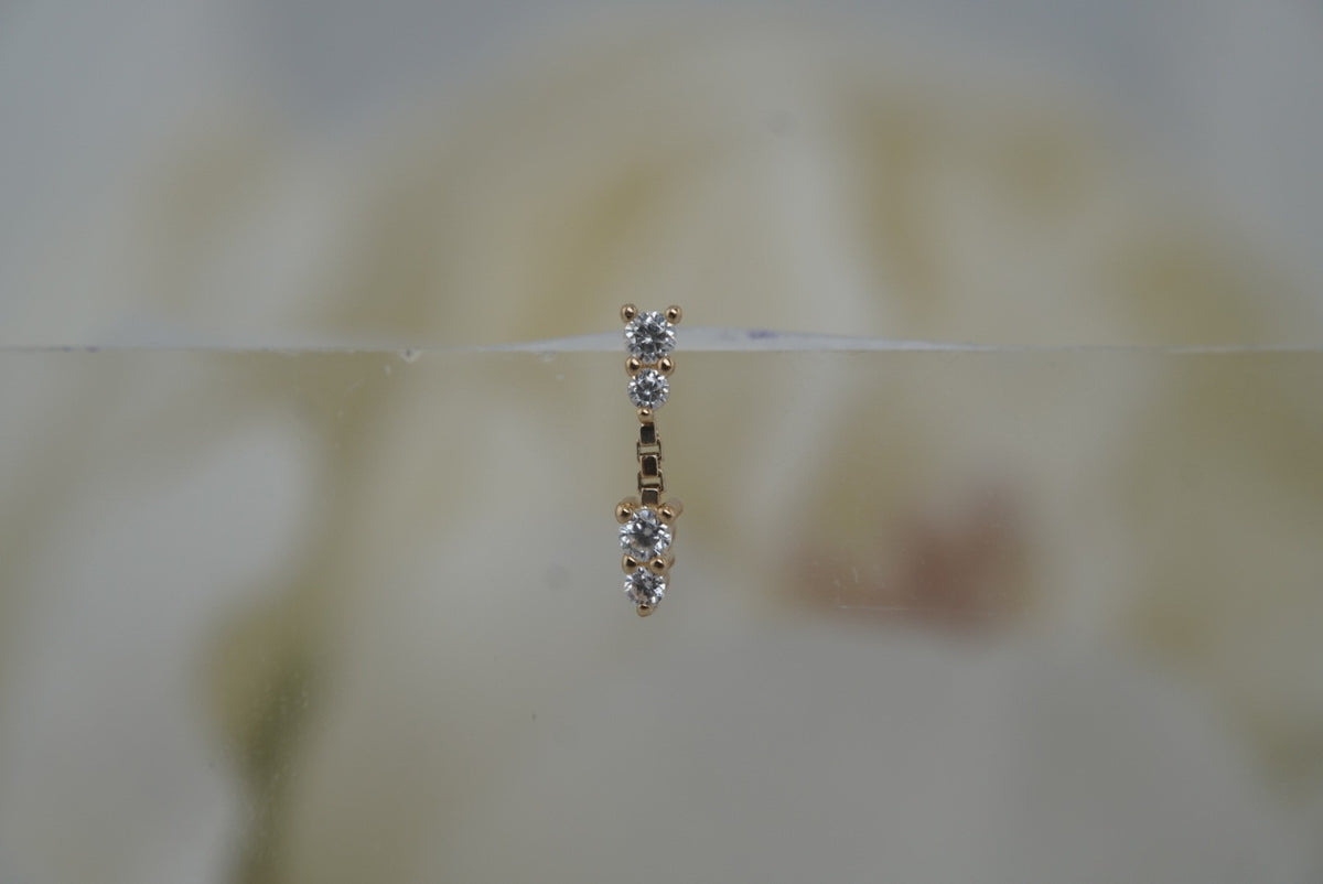 Ember 14k "Tinker" threadless in yellow gold white gold rose gold white crystals
