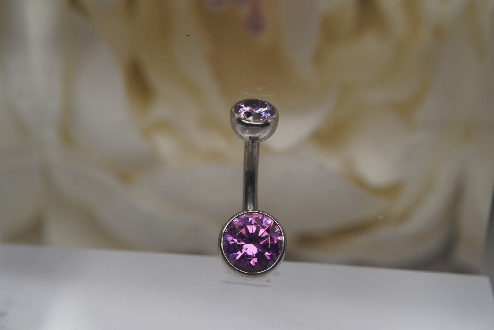 Fancy Purple Crystal Navel in a Bezel Setting  (4mm/6mm)