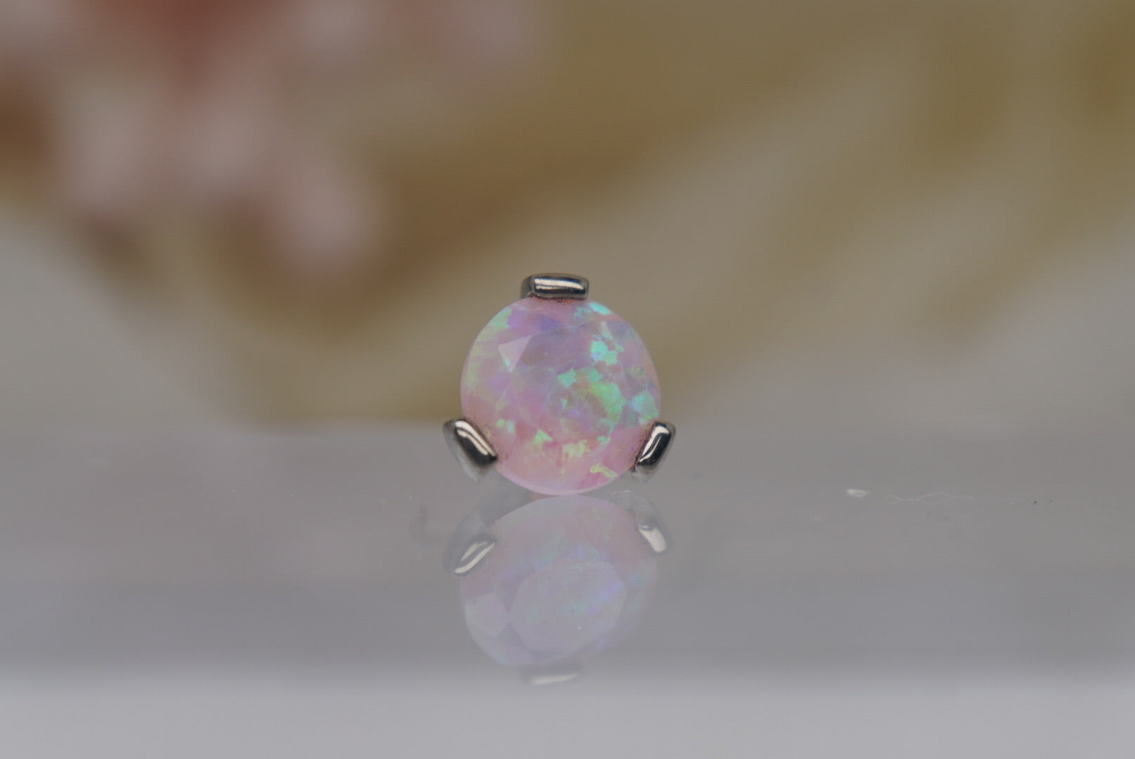 4mm Bubble Gum Opal Faceted Prong- 16/18g