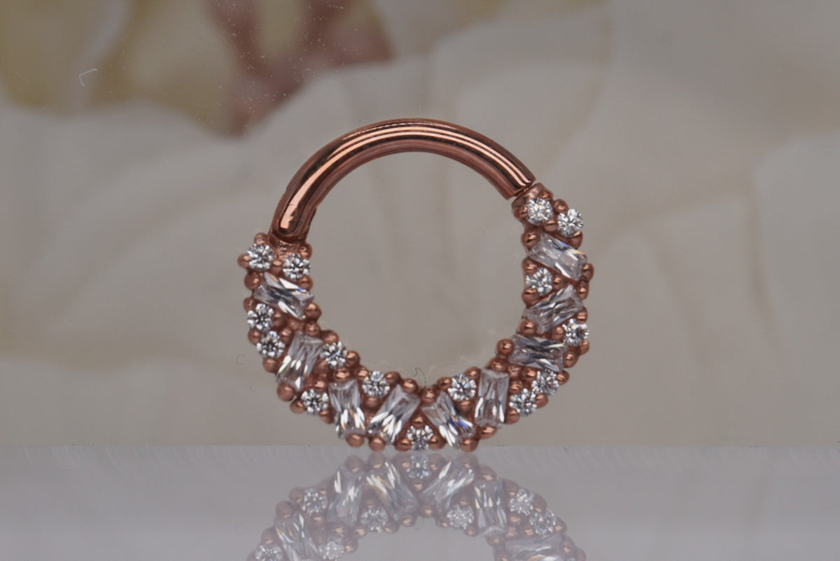 Buddha Jewelry 16g 5/16" "Petty Cash" clicker with Crystals in rose gold