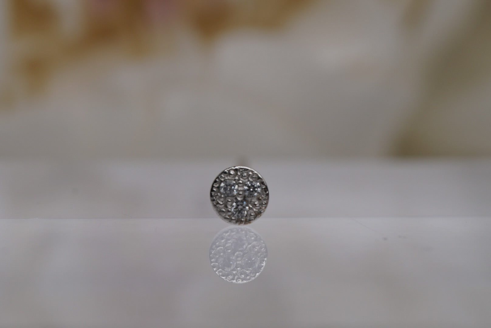 Pave Nostril Screw in White Gold