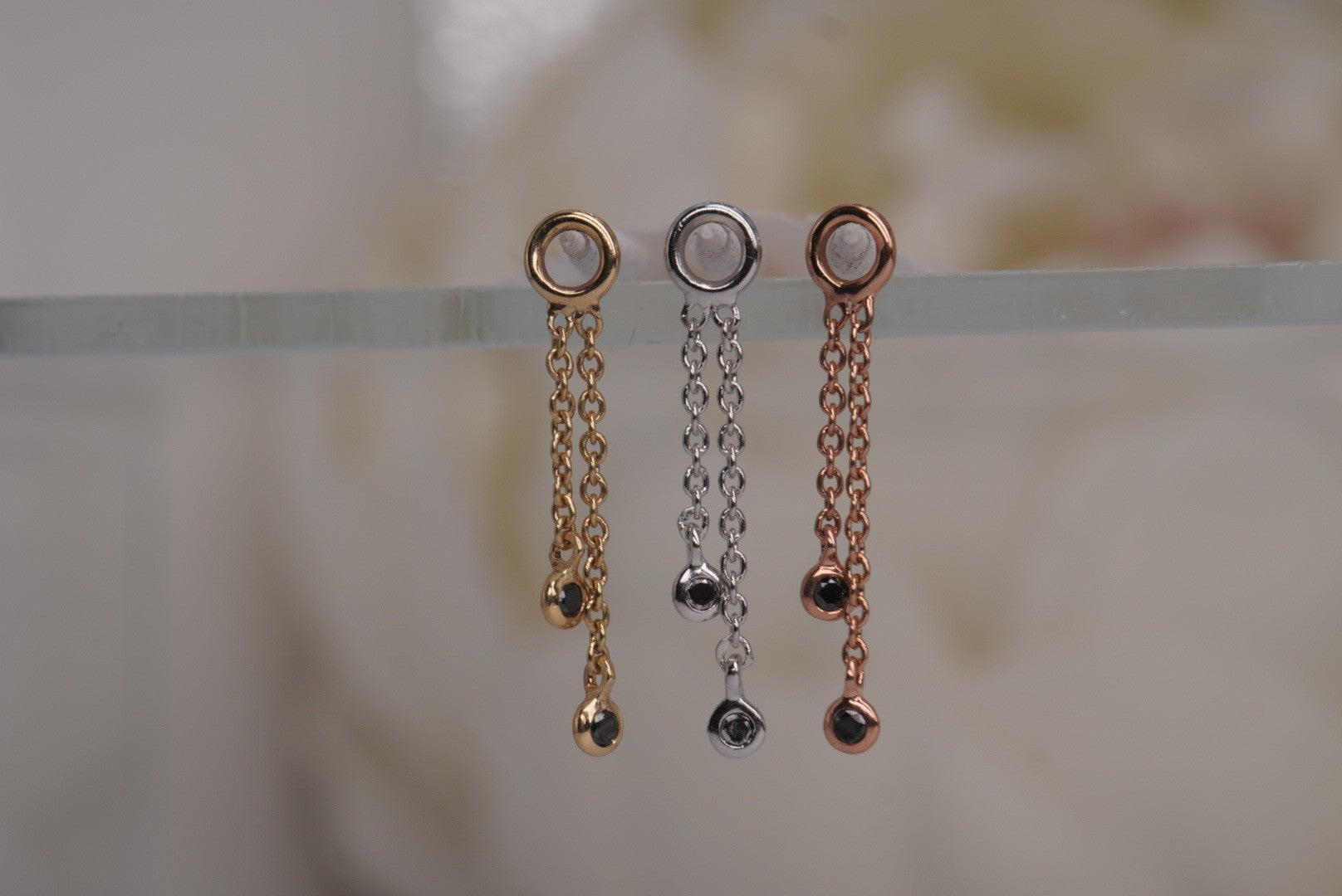 Gemmed Cascade Charm with Black Diamonds