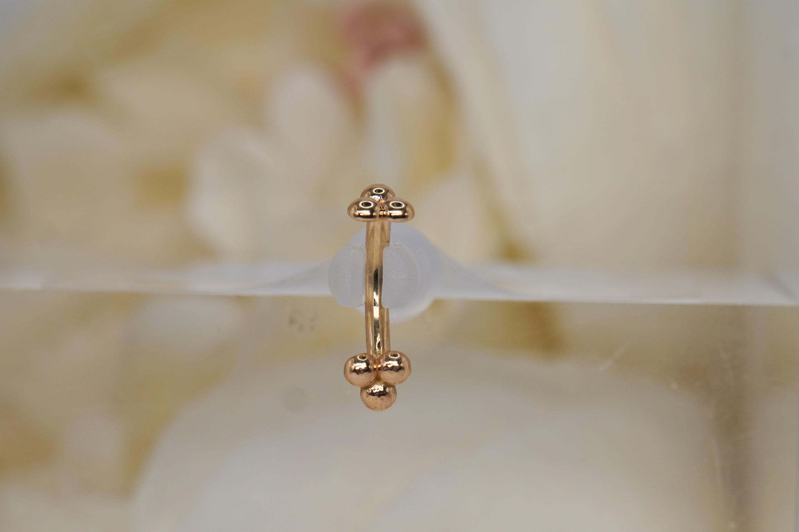 Tri Bead Yellow Gold Curved Barbell