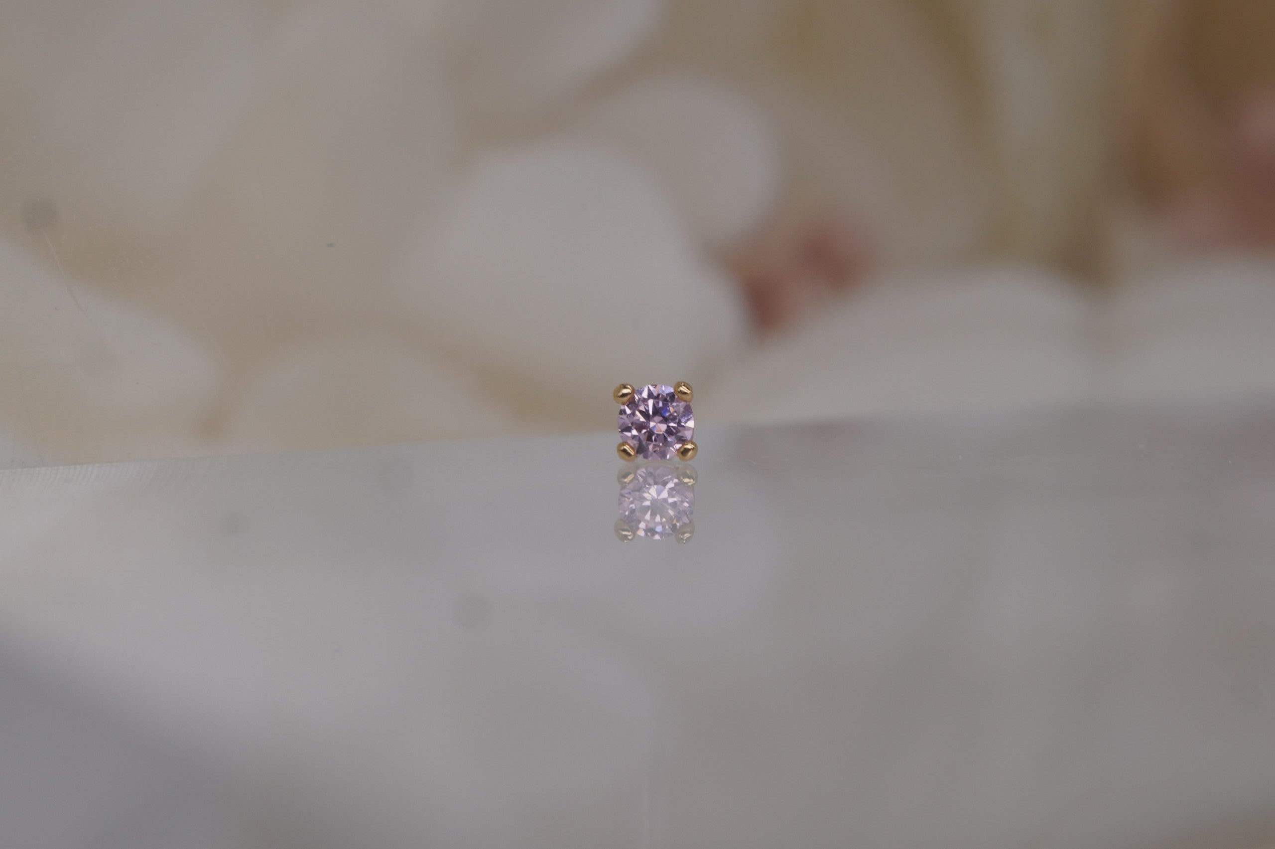 3mm Yellow Gold Pink Prong